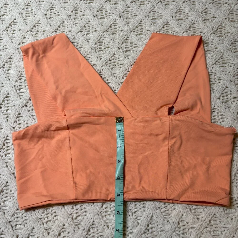 L*Space Parker Top Tangy Orange‎ Deep V Swim Top Women’s Size L NWT